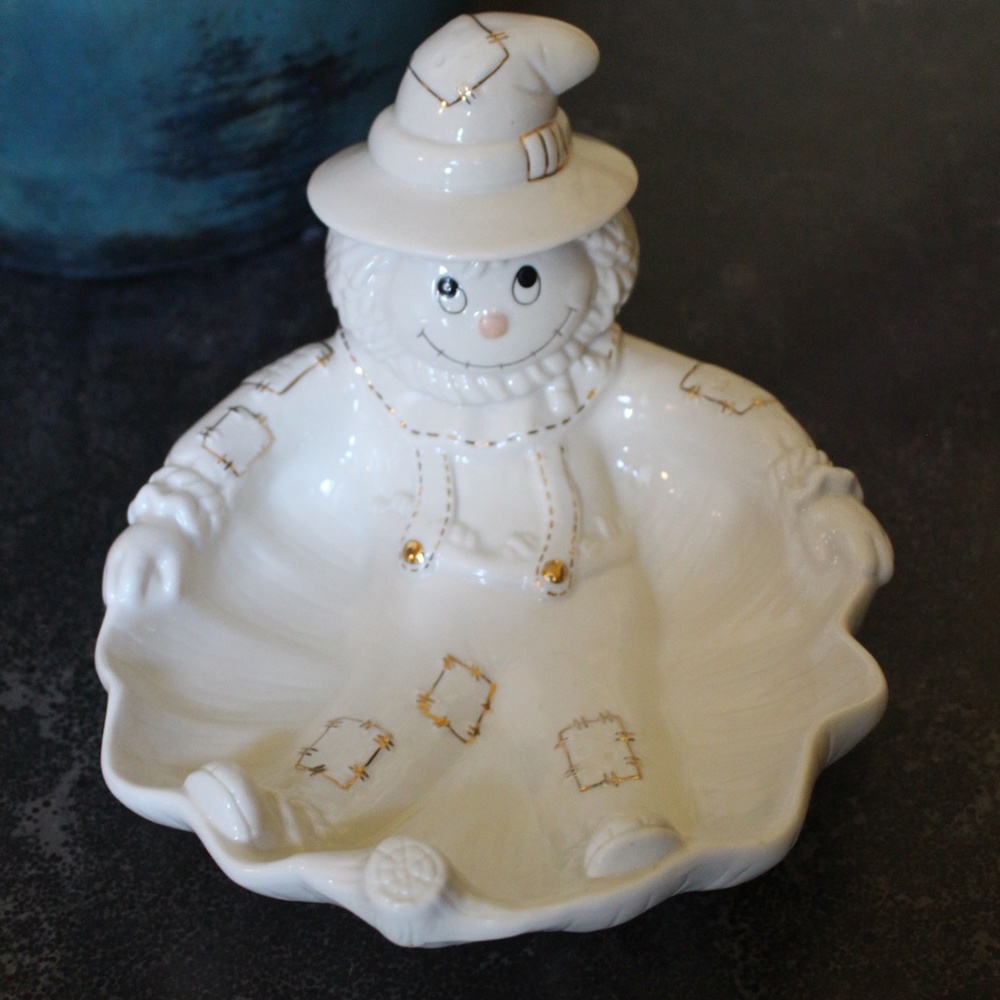 Lenox, Scarecrow Bowl candy dish with gold accents